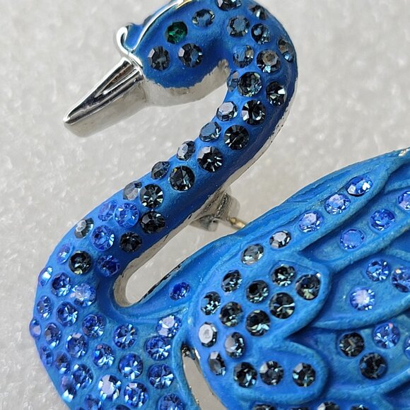 Blue Swan Brooch Pin - Picture 2 of 10